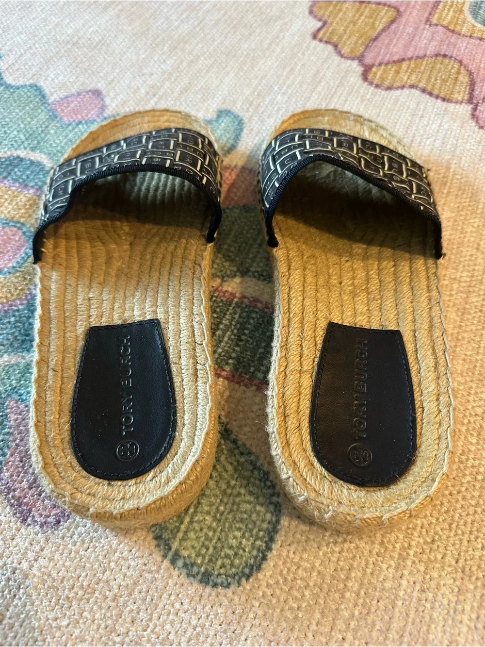 Tory Burch Monogram Espadrille Slide Sandals